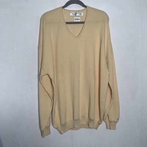 St. Croix Foursome Pastel Yellow V-Neck Sweater Pullover Men 2xl Long Usa